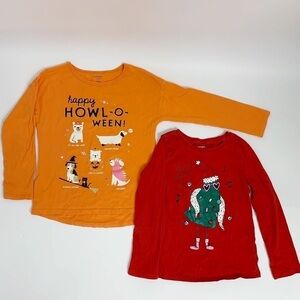 Bundle of 2 Carter’s long sleeve tops Christmas, Halloween Sz 6